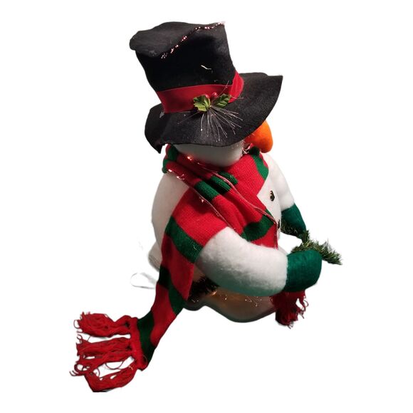 Vintage Classic 16" Christmas Fiber Optic Snowman Holiday Top Hat Scarf Orig Box - Picture 4 of 5